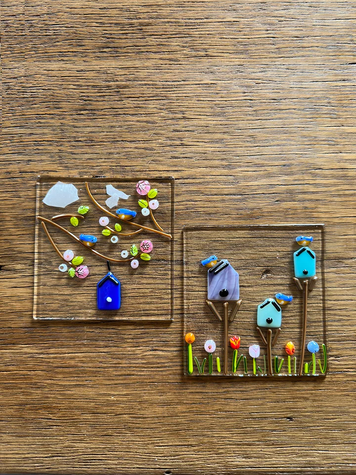 fused glass birds